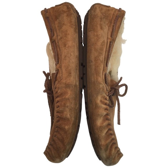 Ugg Dakota Slip On Leather Slippers Wool Lining Womens Brown 10 - Picture 2 of 12